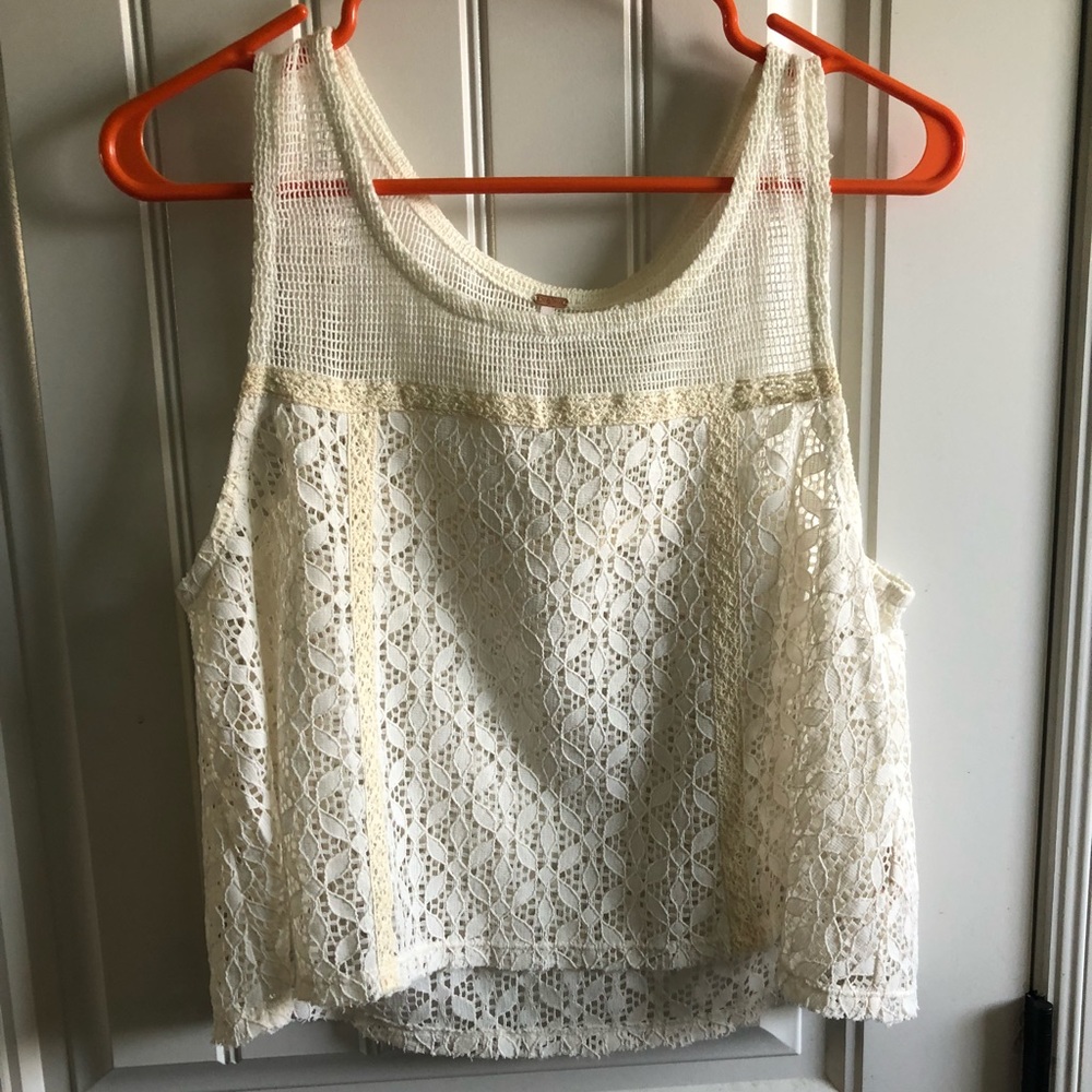 Free People White Eyelet Crop Top